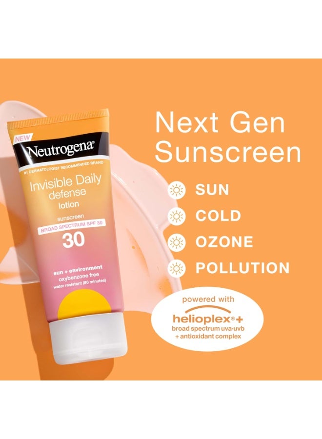 Neutrogena Invisible Daily Defense Sunscreen Lotion, Broad Spectrum SPF 30, Oxybenzone-Free & Water-Resistant, Sun & Environmental Aggressor Protection, Antioxidant Complex 3.0 fl. ozFluid Ounce - Image 2