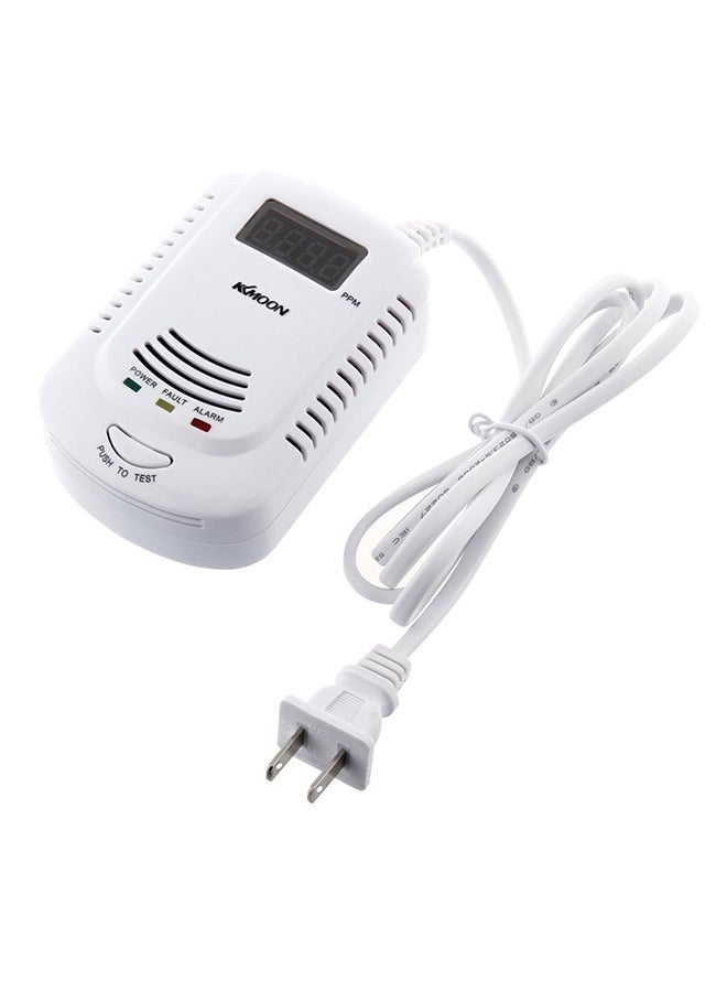 NIBEMINENT Plug-In Combustible Gas Detector Alarm Sensor with Voice Warning and 9-Volt Battery Backup white 0.202kg - Image 1