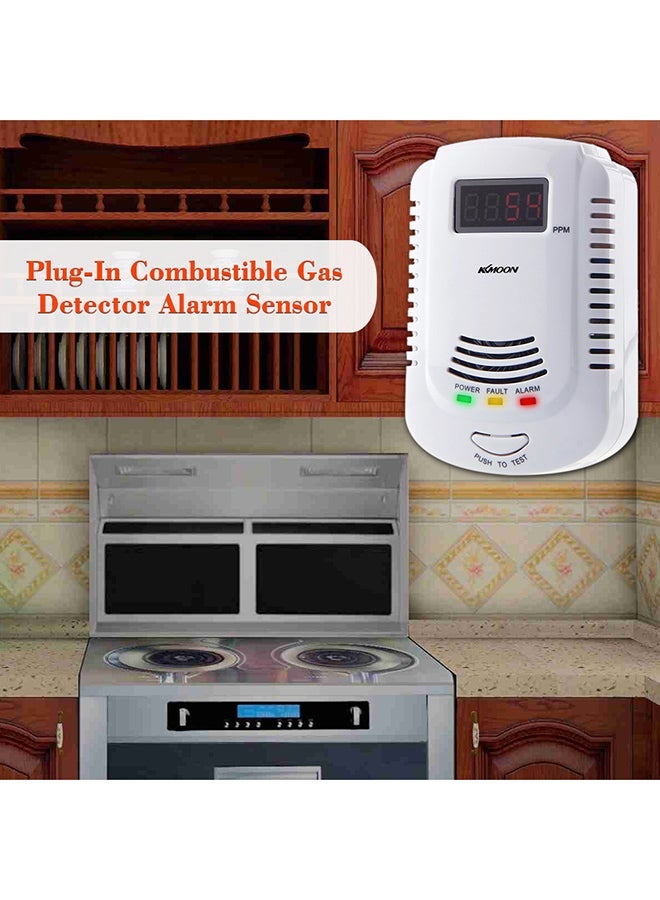 NIBEMINENT Plug-In Combustible Gas Detector Alarm Sensor with Voice Warning and 9-Volt Battery Backup white 0.202kg - Image 3