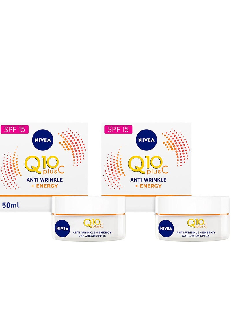 Nivea - Face Cream Day Moisturizer Q10 Plus C Anti-Wrinkle And  Energy Vitamin C Pack of 2 - Image 1