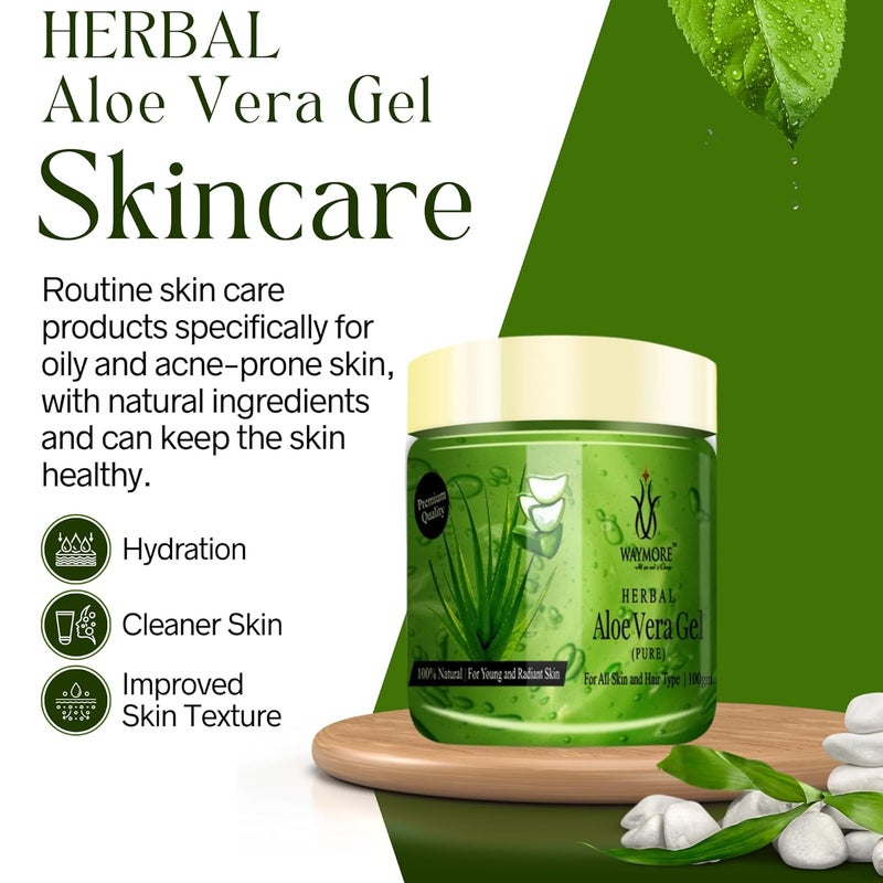WAYMORE Pure Aloe Vera Green Gel for Skin and Hair Multipurpose Beauty Gel for Acne Sunburn Treatment Hydrates Hair and Skin 300gm Pack of 3100gm each - Image 4