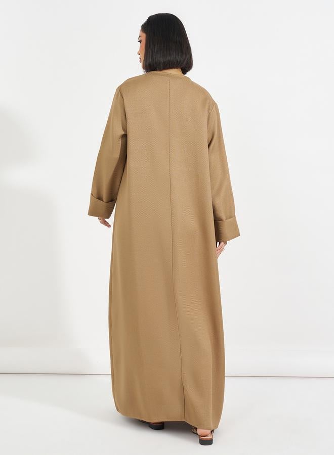 ستايلي عباية تويد طويلة مزينة بأزرار  - Image 5
