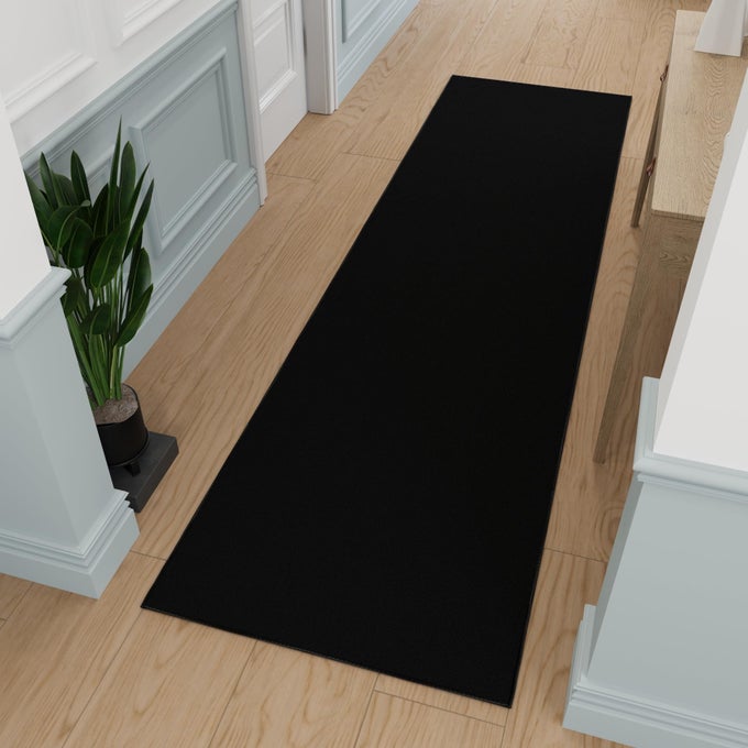 HALLWAY RUNNER RUG 27 X 910 NON SLIP SOLID AREA RUGS EASY TO CLEAN LAUNDRY RUG RUNNER DURABLE PET FRIENDLY FLOOR CARPET RUNNERS FOR HALLWAYS ENTRYWAY LIVING ROOM KITCHEN BLACK