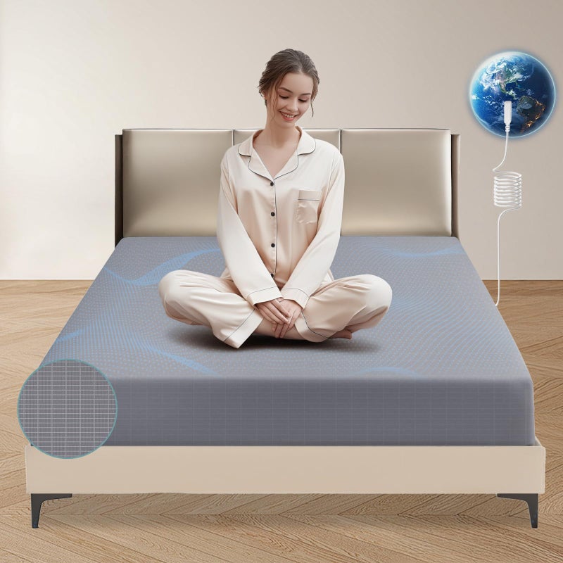 Grounding Sheets King Grounding SheetSilver FiberGrounded Bed Sheet KitDeep Pocket Grounded Bed SheetWell Bedding for Better Sleep WellnessGrayKing