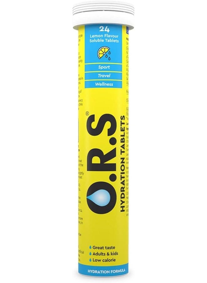 O.R.S Hydration Tablets - Soluble Sports Hydration Tablets with Natural Lemon Flavour, 24 Tablets - Image 1