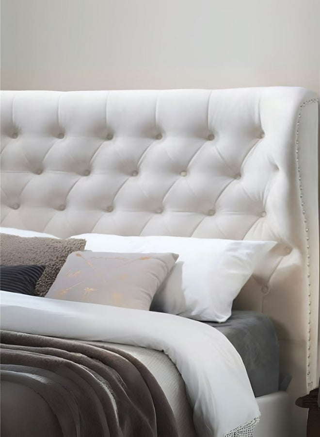Bed and Mattress Home Majestic Dreams Tufted Upholstered King Size ( Mattress Size 180 X 200 CM ) White Color Bed Size 212 W X 188 L CM ( Mattress Sold Separately )  - Image 2