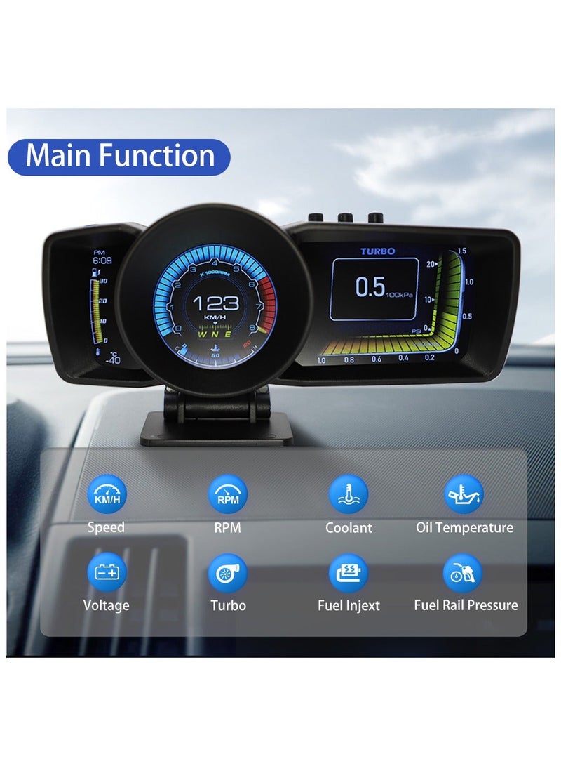 yalilai Car HUD Head-up Display, OBD2+GPS Smart Guage, Car Computer, BeiDou Multifunctional Car Instrument, Works Great for Most Cars - Image 5