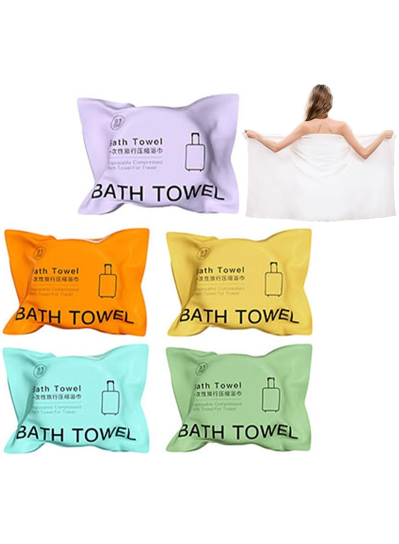 KASTWAVE منشفة مضغوطة كبيرة، 55 × 27 بوصة مناشف استحمام قطنية قابلة للاستخدام مرة واحدة، خفيفة ومحمولة وقابلة لإعادة الاستخدام، مناسبة للتنزه، والتخييم، والشاطئ، والسباحة والسفر - Image 1