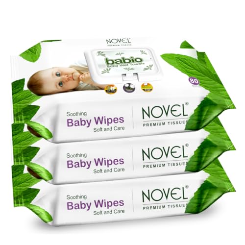 NOVEL Baby Wet Wipes/Pack With Lid (Pack of 3-80 sheet) - Image 1