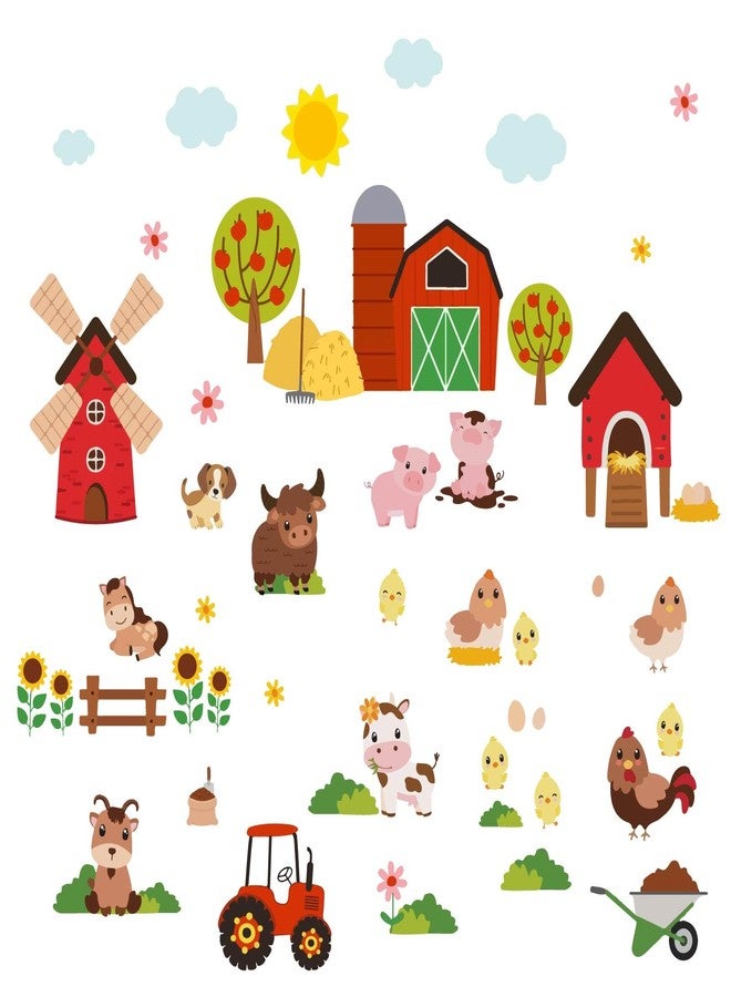 PLIGREAT 2 Sheets Cute Farm Animals Wall Stickers Cartoon Cow Pig Farm House Wall Decals for Bedroom Playroom Nursery Cabinet Door Decor Home Indoor DIY Large Size Stickers Decoration - Image 5