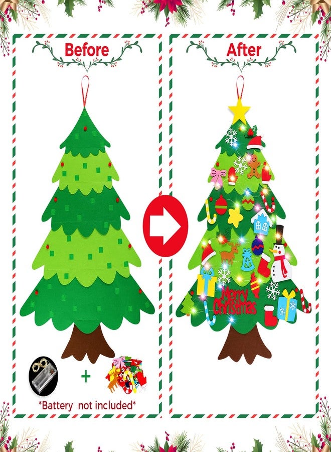HFATMOS Felt Tree DIY Wall Hanging Trees with LED String Lights and 32 Pcs Detachable Ornaments for Party Supplies Home Decors - Image 3