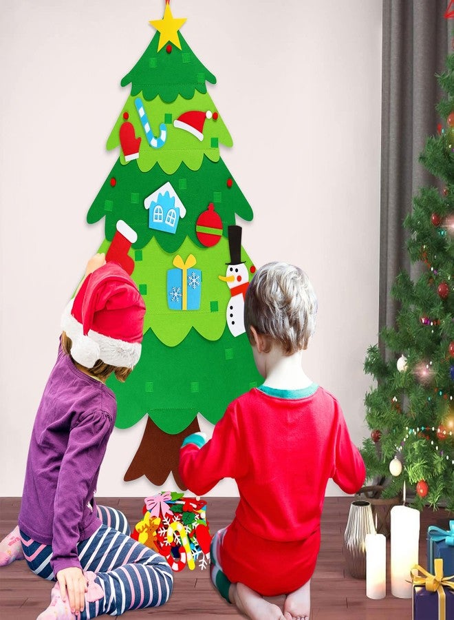 HFATMOS Felt Tree DIY Wall Hanging Trees with LED String Lights and 32 Pcs Detachable Ornaments for Party Supplies Home Decors - Image 5