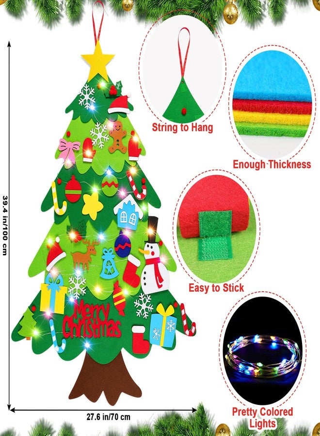 HFATMOS Felt Tree DIY Wall Hanging Trees with LED String Lights and 32 Pcs Detachable Ornaments for Party Supplies Home Decors - Image 2