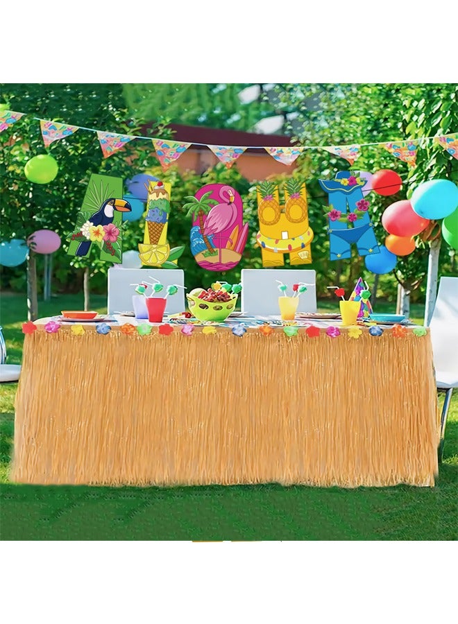 مجموعة بالونات هاواي مع لافتة عيد ميلاد سعيد، أعلى الكعكة، مثالية للتخرج وحفلات استقبال المولود الجديد وأعياد الميلاد وحفلات العزوبية، مناسبة للاستخدام الداخلي والخارجي