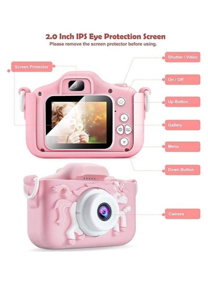 Kids Camera for Girls and Boys, Kids Digital Dual Camera 20MP Video Camcorder Anti-Drop Children Cartoon Selfie Camera, Camera for Kids with Games, Birthday Gift,32 gb mamory card supported - Image 5