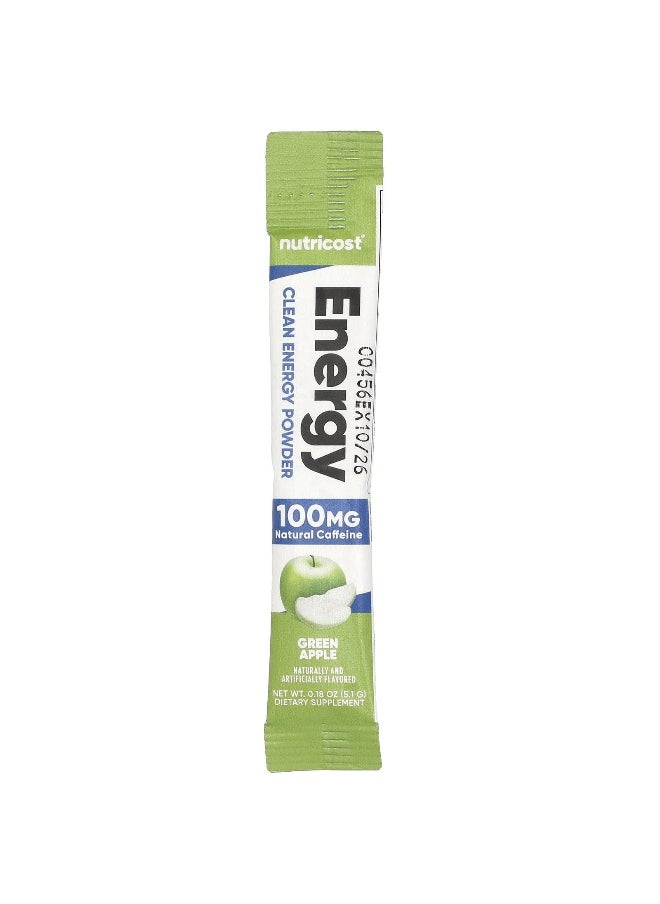 Nutricost - Nutricost, Energy, Clean Energy Powder, Green Apple, 20 Stick Packs, 0.18 oz (5 g) Each - Image 1
