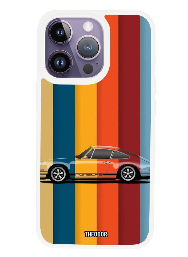 Theodor Protective Case Anti Scratch Shock Proof Cover For APPLE IPHONE 14 PRO Vintage Porche (White Bumper) - Image 1