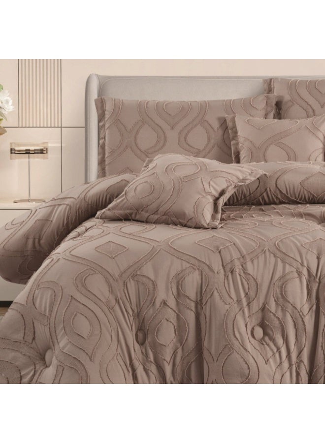 SMART HOME 6-Piece Luxurious Embroidered Comforter Set Double-Sided Reversible 100% Microfiber Bedding Ensemble 250x230 cm with Pillow Shams and Decorative Accents Full/Queen Size - Image 3