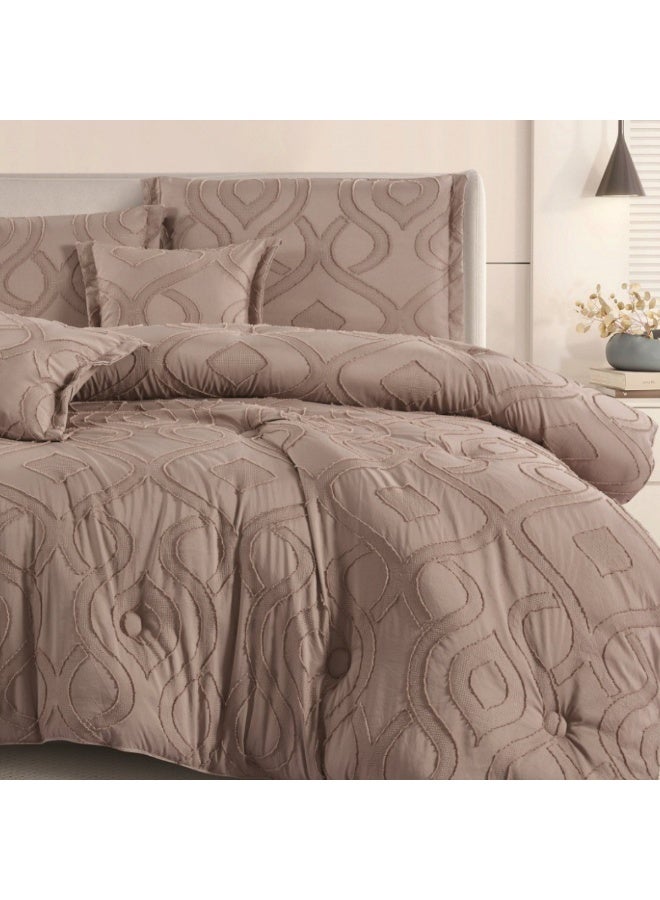 SMART HOME 6-Piece Luxurious Embroidered Comforter Set Double-Sided Reversible 100% Microfiber Bedding Ensemble 250x230 cm with Pillow Shams and Decorative Accents Full/Queen Size - Image 2