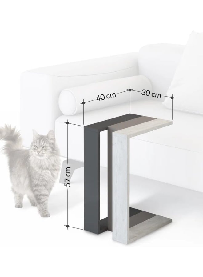 مودرن هوم طاولة جانبية عصرية على شكل حرف C، تُوضع أسفل الأريكة أو السرير، بإطار معدني متين مناسب للكمبيوتر المحمول أو الوجبات الخفيفة، قطعة أثاث موفرة للمساحة لغرفة المعيشة - خشب - لون أبيض مطفي - 57×40×30 سم - قطعة واحدة - Image 2