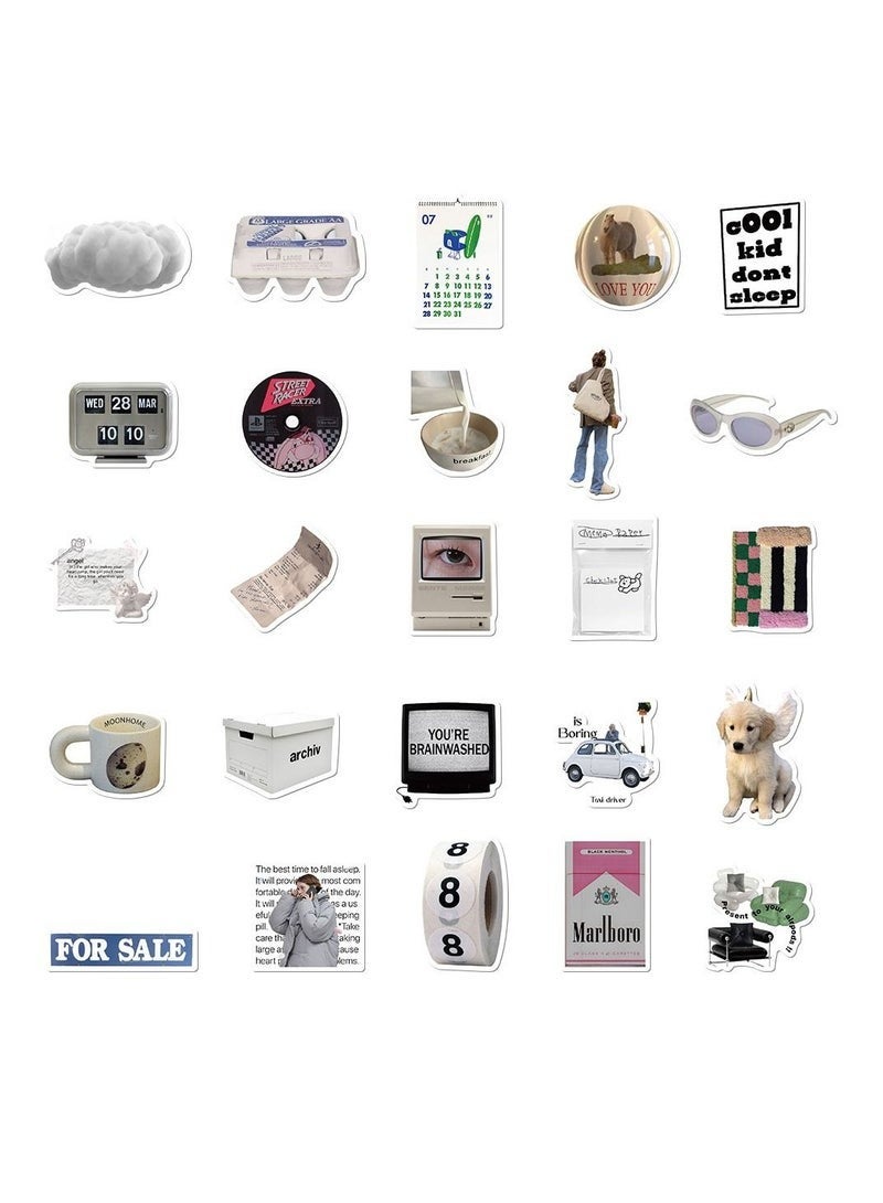 57 Minimalist Korean Stickers, Laptop Ledger, Water Cup, Ipad Phone Case Decoration, Vinyl Waterproof Sticker Cute Anime Cartoon Laptop Skateboard Luggage Computer Water Bottle Graffiti Sticker  - Image 2