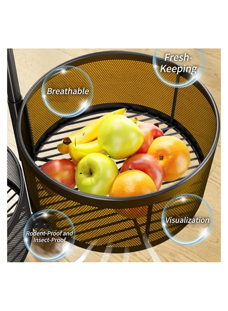 Arabest 5-Tier Round Stackable Fruit and Vegetable Stainless Steel Swivel Kitchen Storage Rack (Black) - Image 5