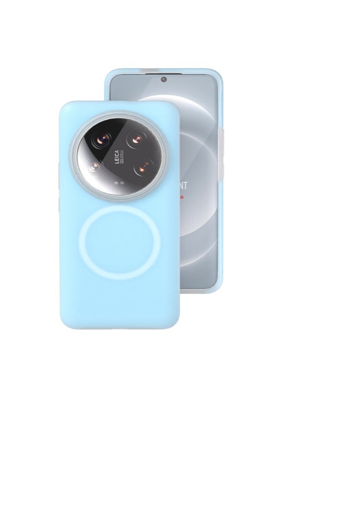 عام حافظة لهاتف شاومي 14 الترا ماجسيف المغناطيسي مكافحة بصمة للصدمات واقية عدم الانزلاق اللاسلكية شحن لينة السائل سيليكون غطاء أزرق - Image 1