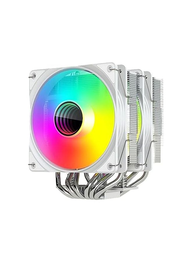 White 145mm ARGB CPU Air Cooler With 6 Copper Heat Pipes PWM Intelligent Control Fan - Image 1
