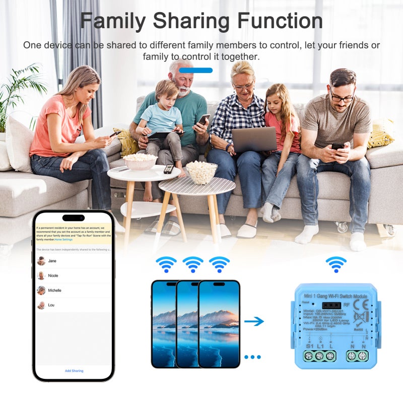 Wifi Switch Module: Compact PC Material - App Remote Control & Voice Control Switch Module for Home Electrical Appliances - Image 4