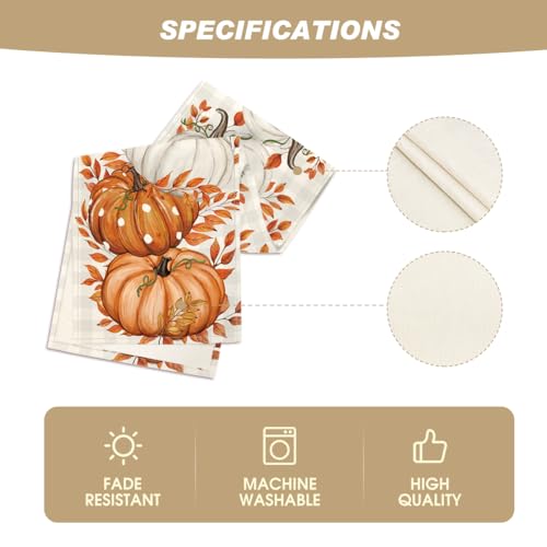 Artoid Mode Buffalo Plaid Orange Pumpkins Eucalyptus Fall Table Runner, Autumn Thanksgiving Kitchen Dining Table Decoration for Home Party Decor 13x72 Inch - Image 5