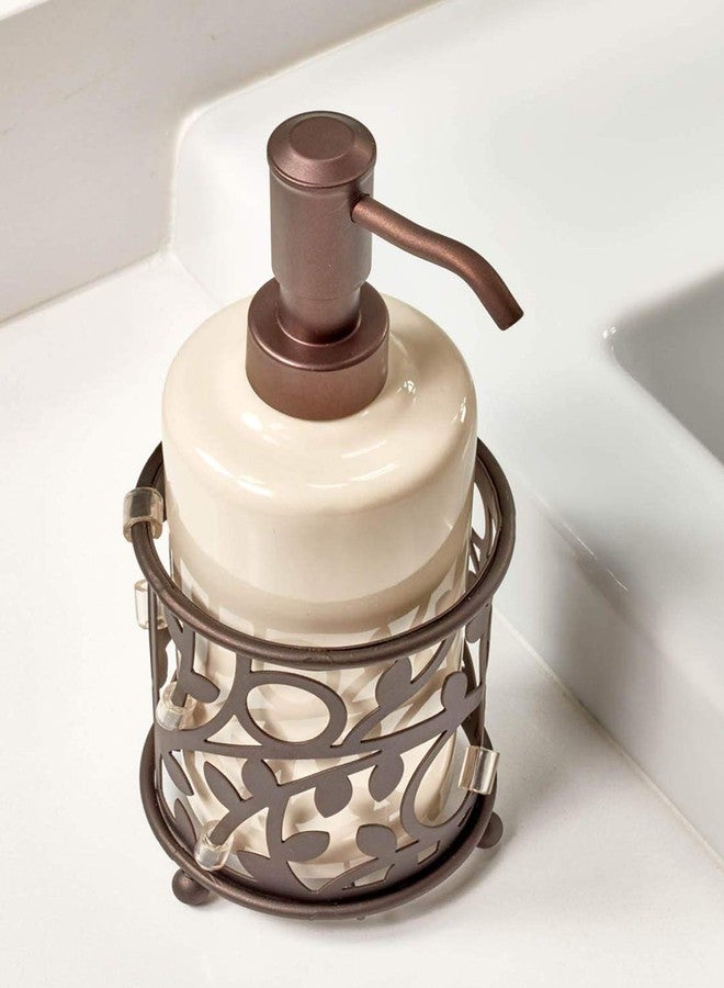 InterDesign iDesign Ceramic Soap Dispenser Pump, The Vine Collection - 13oz, 3.5" x 3.5" x 8.75", Vanilla and Bronze - Image 3