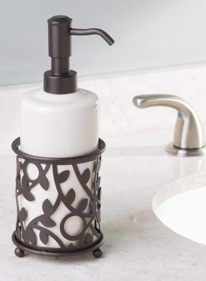 InterDesign iDesign Ceramic Soap Dispenser Pump, The Vine Collection - 13oz, 3.5" x 3.5" x 8.75", Vanilla and Bronze - Image 2