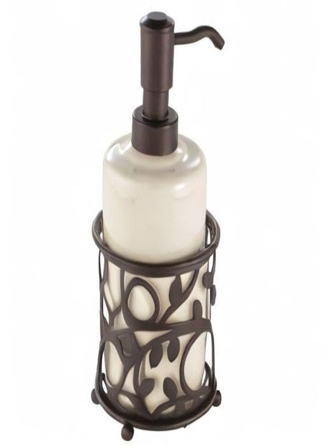 InterDesign iDesign Ceramic Soap Dispenser Pump, The Vine Collection - 13oz, 3.5" x 3.5" x 8.75", Vanilla and Bronze - Image 4