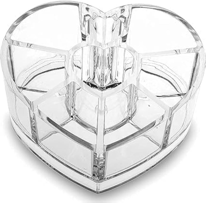 Heart Shaped Transparent Acrylic Cosmetic Makeup Organizer // Lipstick Holder // Display Stand // Nail Polish | Eyebrow Pencil Storage Box (Standard Size)