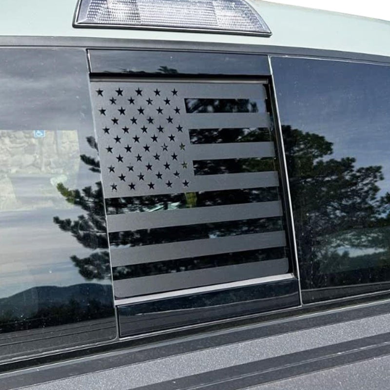 Zxiaochun Rear Middle Window American Flag Decal for Toyota Tacoma 2023 2022 2021 2020 2019 2018 2017 2016 20152005 Back Center Sliding Window Glass USA Flag Vinyl Sticker AccessoriesMatte Black - Image 3