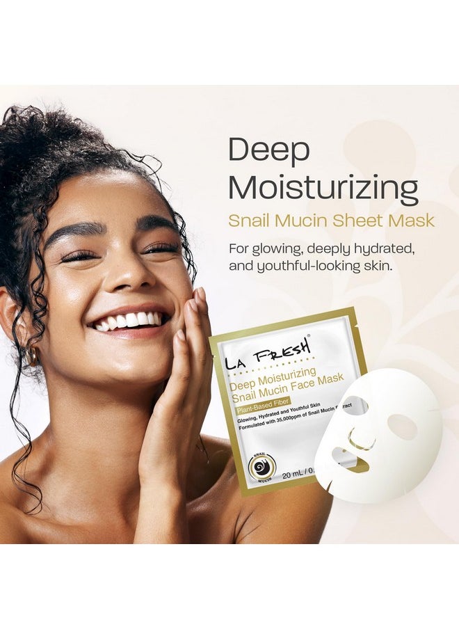 LA FRESH La Fresh Deep Moisturizing Snail Mucin Sheet Mask, Glow, and Hydration Face Mask with Snail Mucin Essence, 10 Count  - Image 2