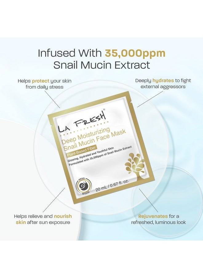 LA FRESH La Fresh Deep Moisturizing Snail Mucin Sheet Mask, Glow, and Hydration Face Mask with Snail Mucin Essence, 10 Count  - Image 3