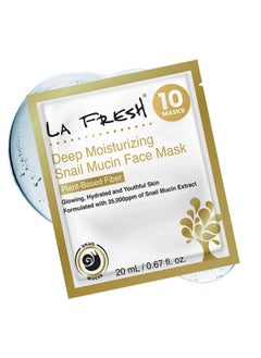 La Fresh Deep Moisturizing Snail Mucin Sheet Mask, Glow, and Hydration Face Mask with Snail Mucin Essence, 10 Count