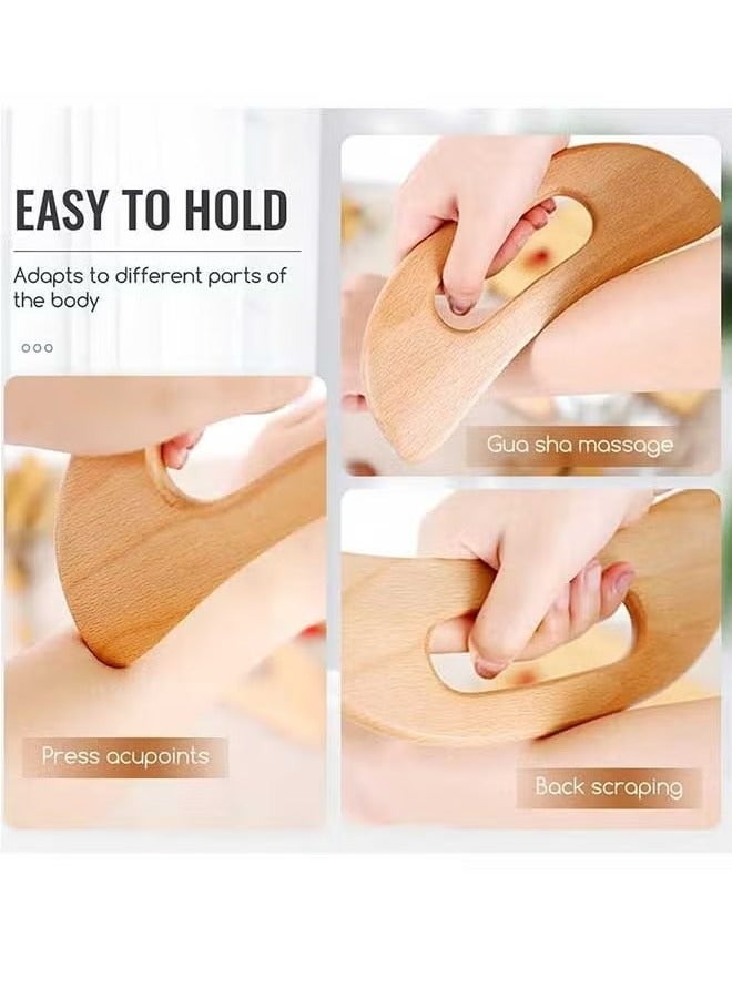 إسكدنيا أدوات التدليك الخشبية أدوات غوا شا، كشط وتدليك العضلات لاسترخاء العضلات في جميع أنحاء الجسم، وتحقيق تأثير تخفيف آلام الجسم - Image 5