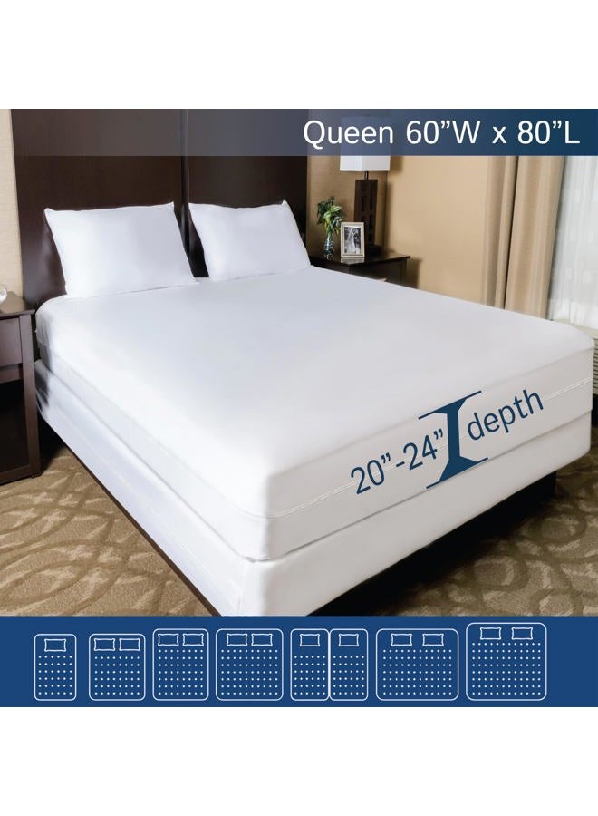 Four Seasons Essentials Super Deep Pocket Mattress Encasement - Queen - Zippered Waterproof Protector for Very Deep Mattresses 20-24 inch Depth - Image 2