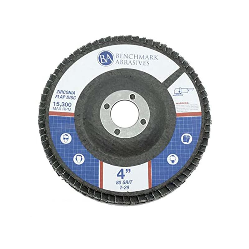 Benchmark Abrasives 4" x 5/8" Premium Type 29 Zirconia Flap Discs, Angle Grinder Flap Discs for Sanding, Stock and Rust Removal, Finishing (10 Pack) - 80 Grit - Image 3