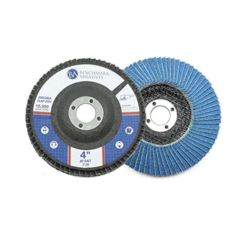 Benchmark Abrasives 4" x 5/8" Premium Type 29 Zirconia Flap Discs, Angle Grinder Flap Discs for Sanding, Stock and Rust Removal, Finishing (10 Pack) - 80 Grit - Image 2