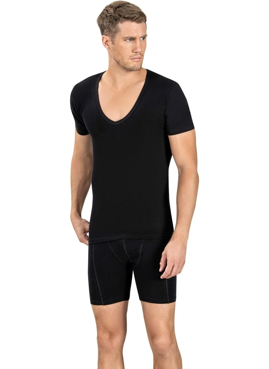 جيبر Men's Cotton Lycra V Neck Undershirt 213 - 6 Pieces