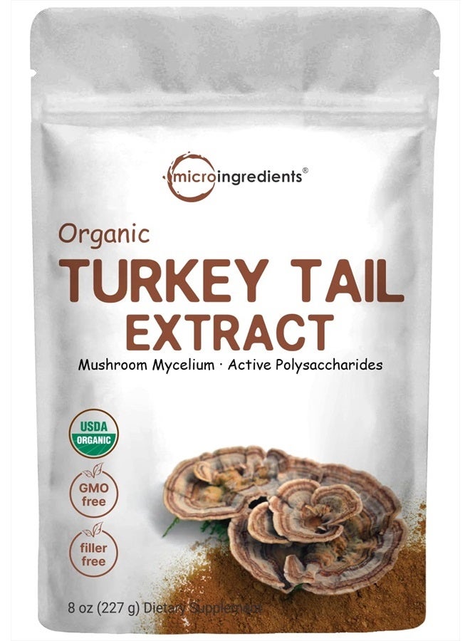 Micro Ingredients Organic Turkey Tail Mushroom Powder (50:1 Extract), 8 Ounce | Freeze Dried with Active Polysaccharides, Supports Immune Response & Cellular Level, Pet Friendly - Image 1
