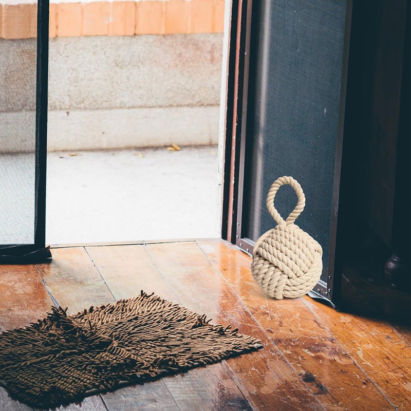 Monrocco Decorative Door Stop, Weighted Door Stopper for Bottom of Doors, Rope Doorstop, Knot Nautical Doorstopper, Heavy Doorstop for Bedroom, Living Room, Window Wedge, Bookend 6 inch (White) - Image 4