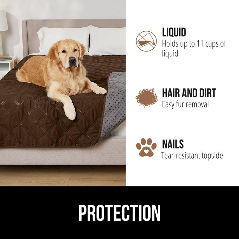 GORILLA GRIP Waterproof Couch Cover for Dogs, Gripped Slip Resistant Backing, Leak Proof Washable Dog Blanket Covers Sofa, Bed, Sectional, Crate, Car, RV Seats, Pet Puppy Essentials, 30x70 Brown - Image 5
