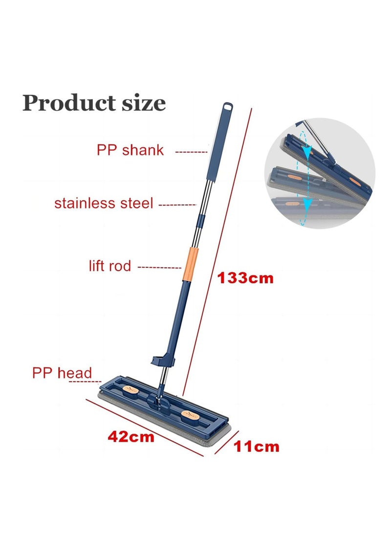 Rightsure Microfiber Spin Mop, Large Flat Mop with Dewatering Scraper, Wall Mop with Long Handle, Self Wringing 360° Rotating Mop-Head with 6 Washable Mop Pads for Tile, Wood, Laminate.  - Image 2