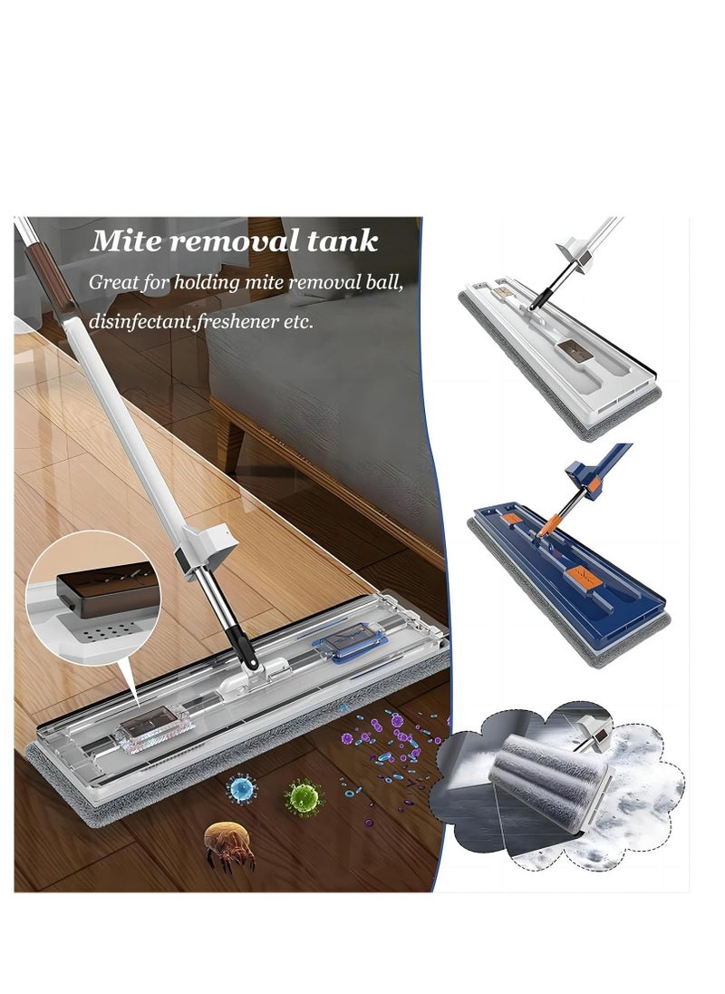 Rightsure - Microfiber Spin Mop, Large Flat Mop with Dewatering Scraper, Wall Mop with Long Handle, Self Wringing 360° Rotating Mop-Head with 6 Washable Mop Pads for Tile, Wood, Laminate. - Image 1