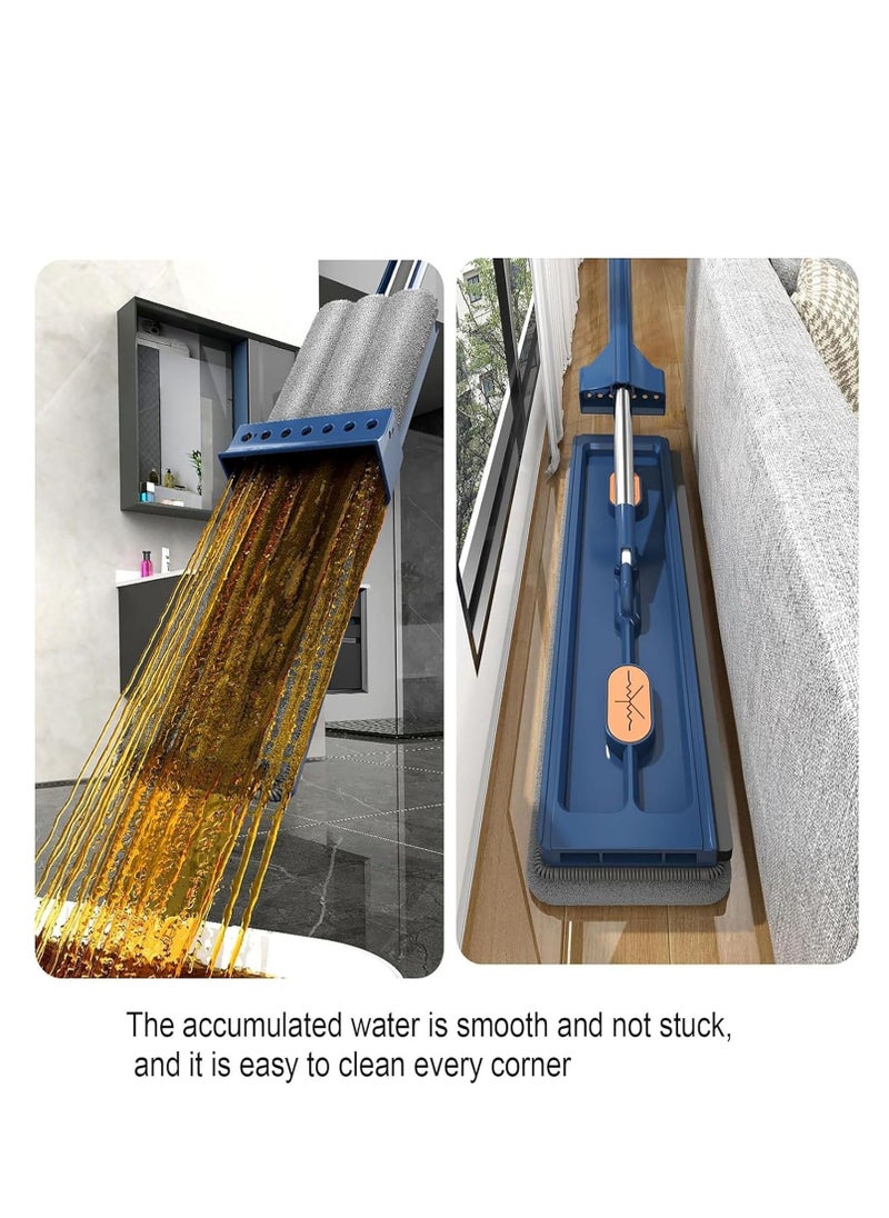 Rightsure - Microfiber Spin Mop, Large Flat Mop with Dewatering Scraper, Wall Mop with Long Handle, Self Wringing 360° Rotating Mop-Head with 6 Washable Mop Pads for Tile, Wood, Laminate. - Image 1