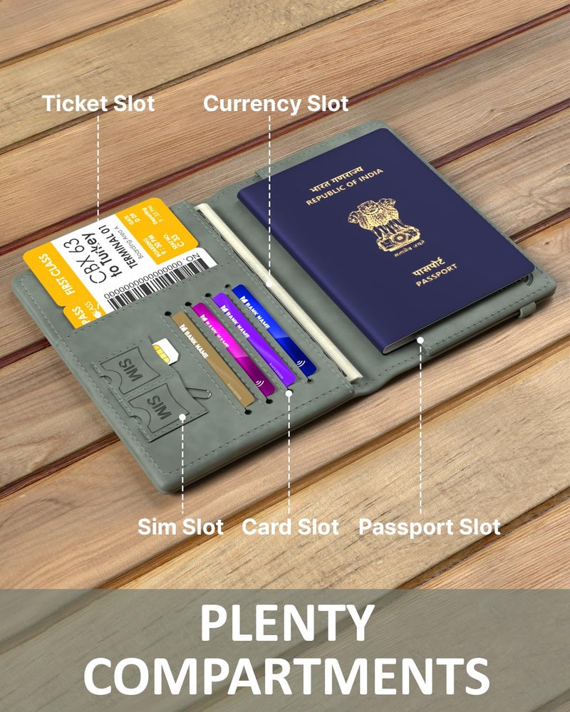 FEDUS Faux Leather Passport Holder for Men and Women's Passport Cover Case Wallet Credit/Debit Card, Id Card, Ticket, Currency, Boarding Pass Slots, Document Accessories Organiser. - Image 3